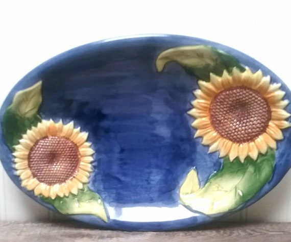 Gorgeous Fatto A Mano Vintage Italian Sunflower Dinner Plates Etsy
