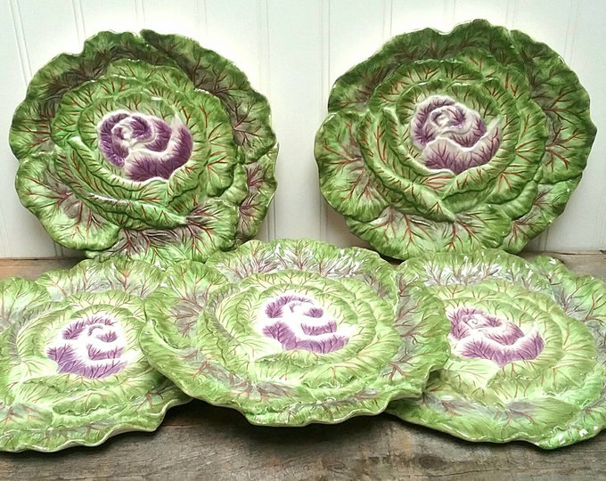 Fitz and Floyd Cabbage Plates Set of Four Le Marche Green and