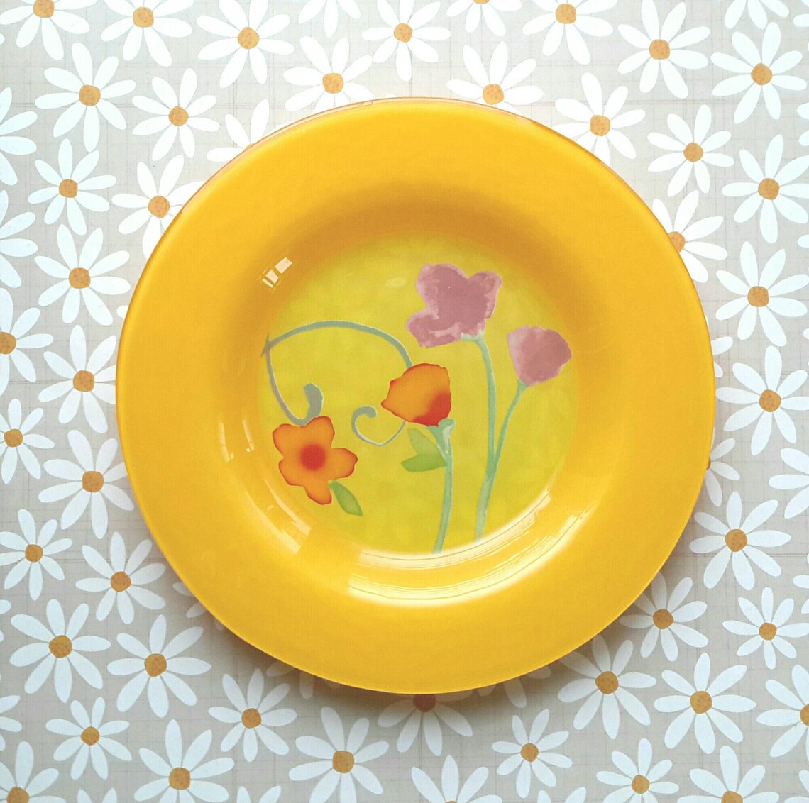 Bright Yellow Glass Plates Made in Germany Set of 5 Modern Etsy