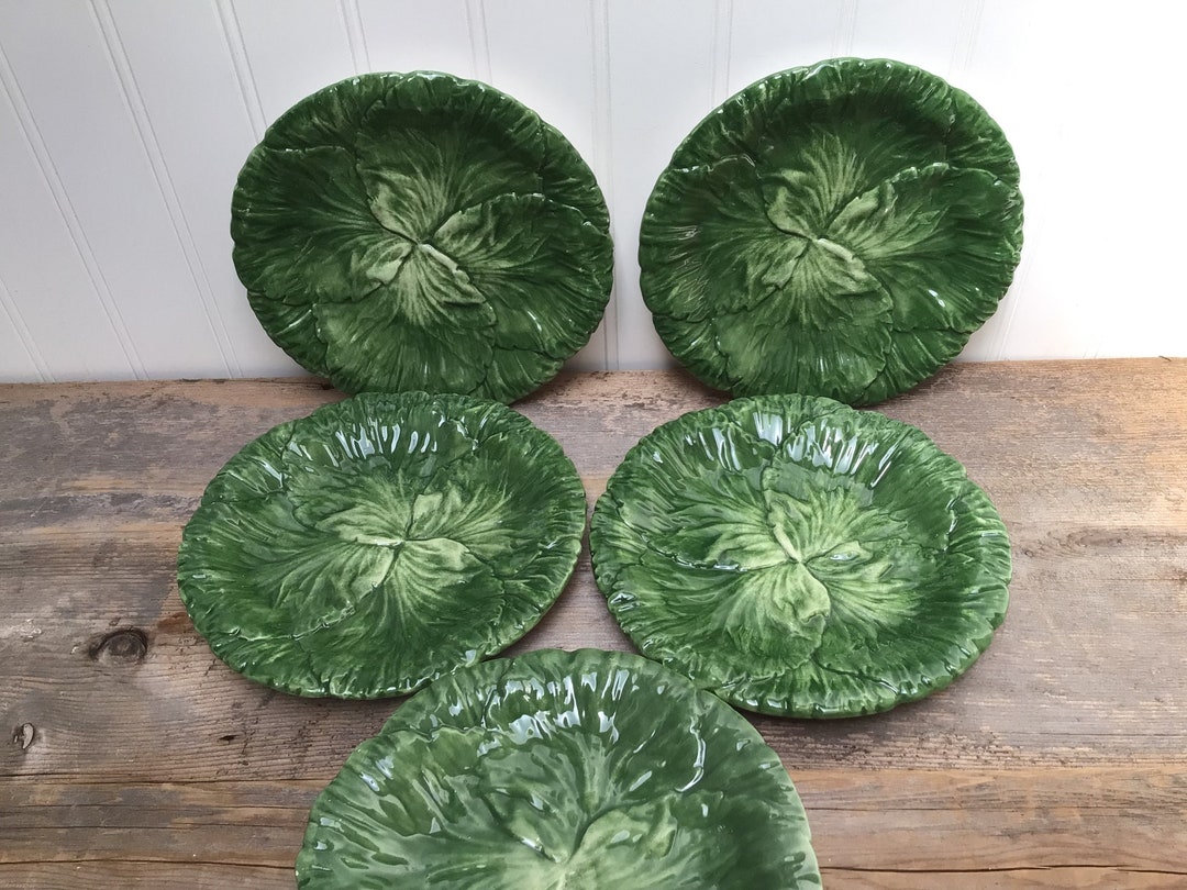 Green Cabbage Leaf Plates by Vietri Set of Five Made in Italy Etsy