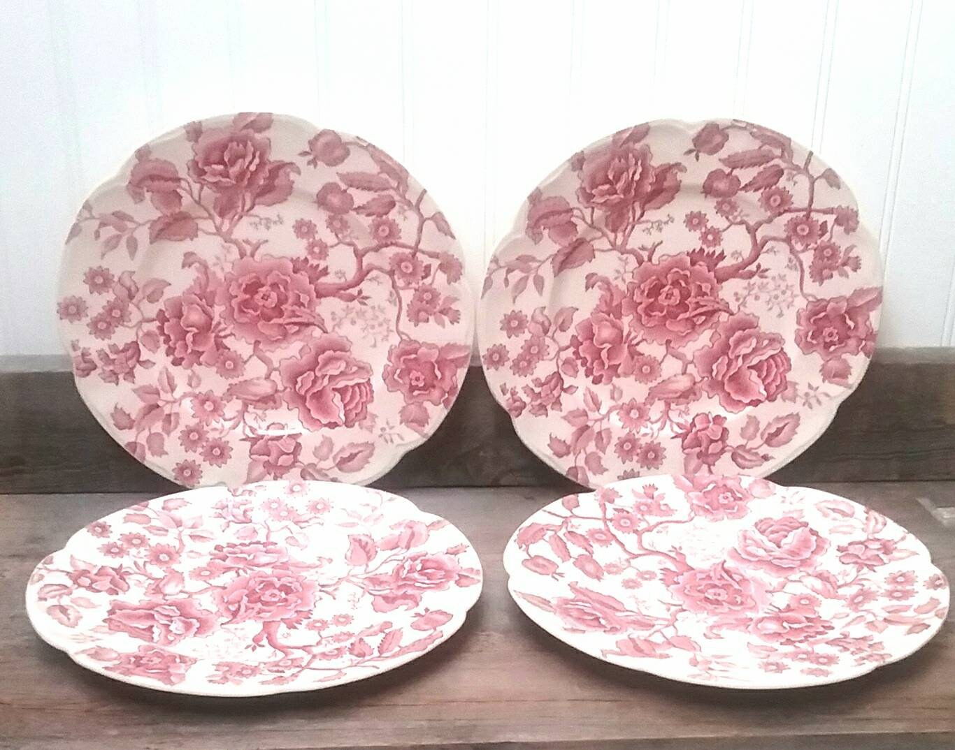Bread and Butter Plates Set of Four in the Red Pink Etsy