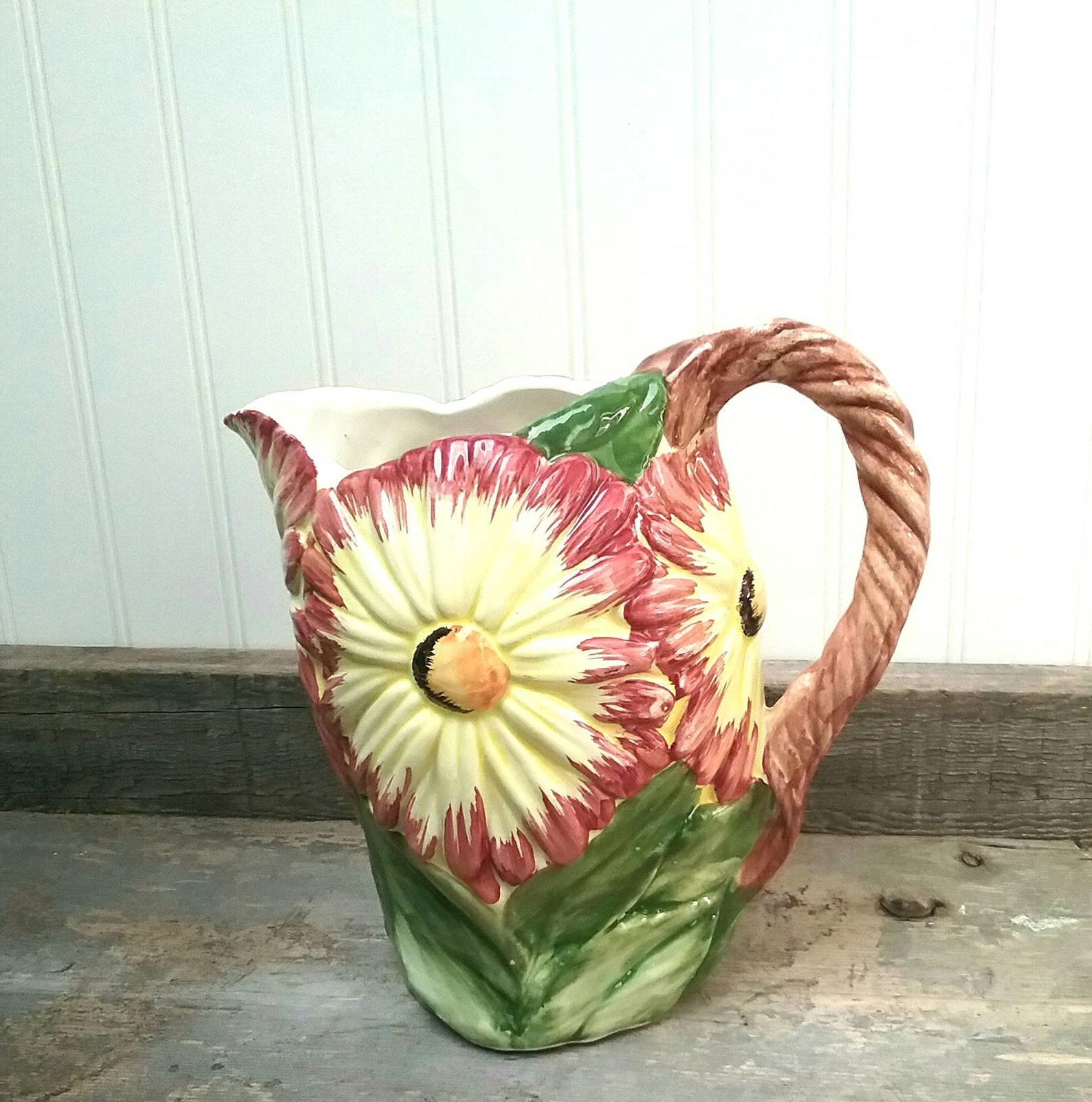 Italian Bassano Pottery Majolica Hand Painted Pitcher Etsy