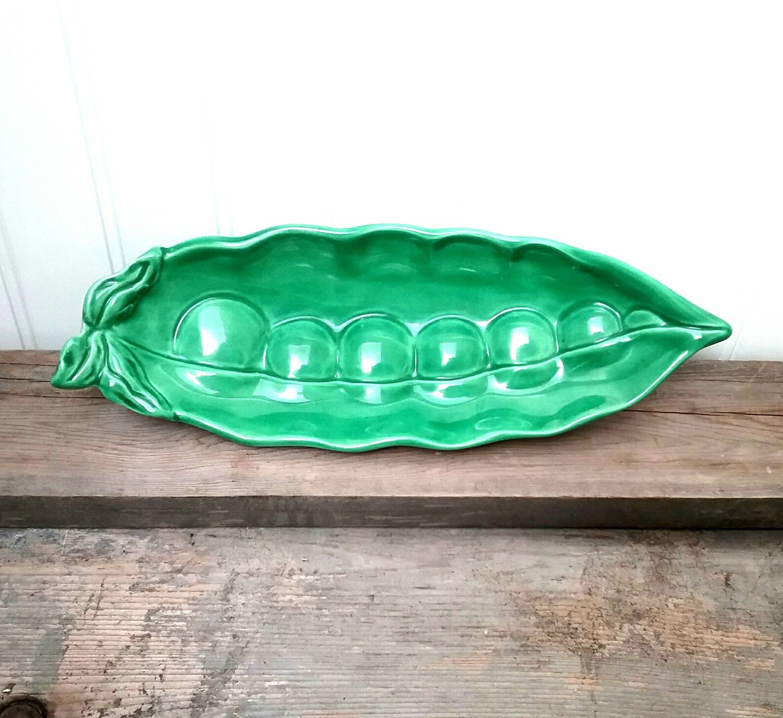 Green Pea Pod Relish Bowl Dish 1960s Vegetable Majolica Etsy