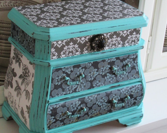 Elegant Aqua Jewelry Box Shabby Chic Jewelry Box French Etsy