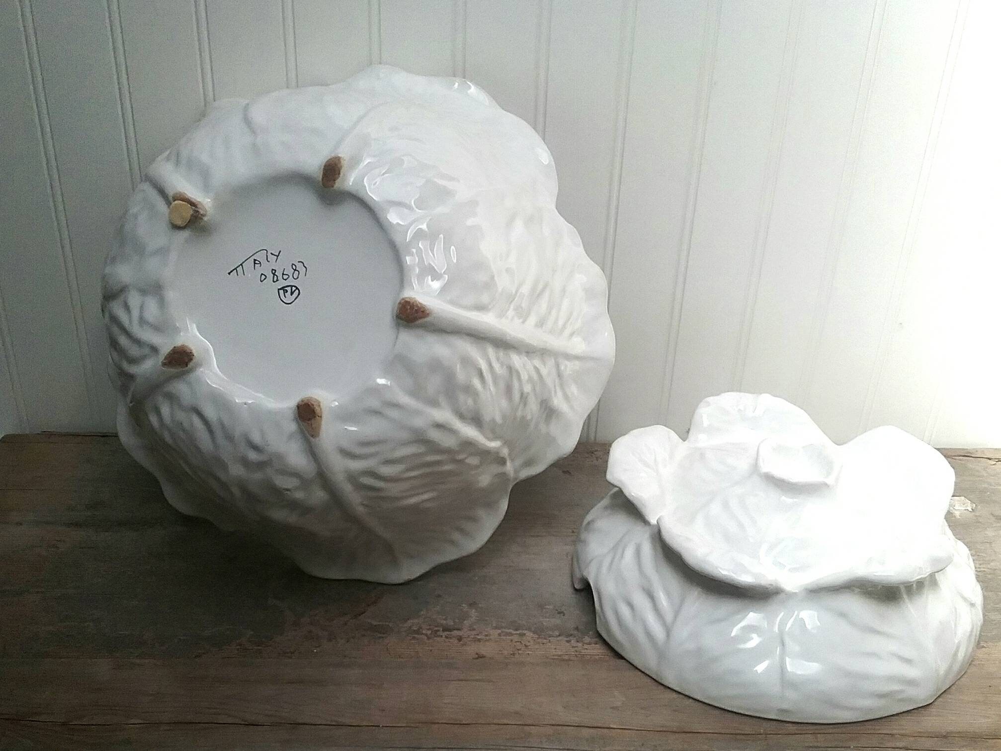 White Cabbage Leaf Large Soup Tureen made in Italy Cabbage Etsy