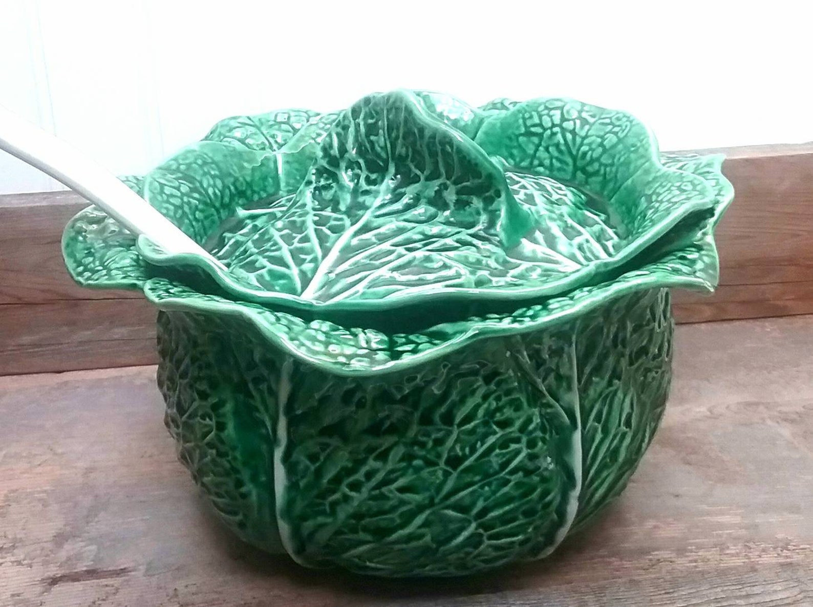 Green Cabbage Soup Tureen Bordallo Pienhero made in Portugal Etsy
