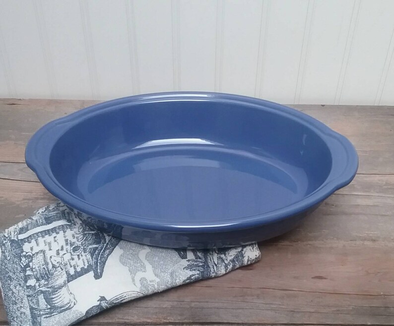 Vintage Emile Henry Made in France Blue Oval Baking Casserole Etsy