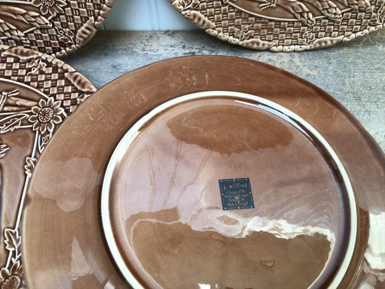 Rare Set of Four Plates Made in Portugal Brown Wicker With Etsy