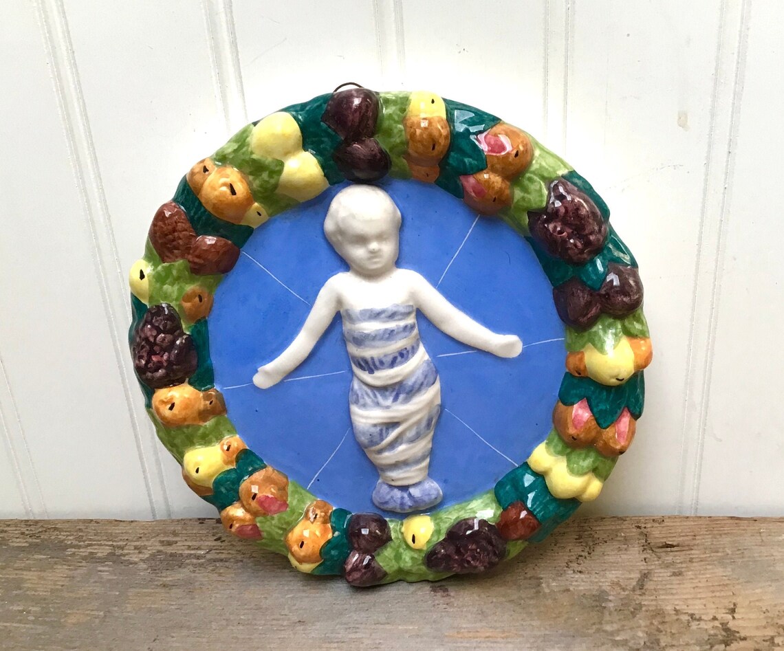 Della Robbia Swaddled Baby Jesus Vintage Pottery From Italy Etsy