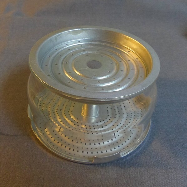 Pyrex Glass Coffee Pot Parts, Glass Basket with metal lid and base 4" dia. base, 3.5" dia top (Lot D)