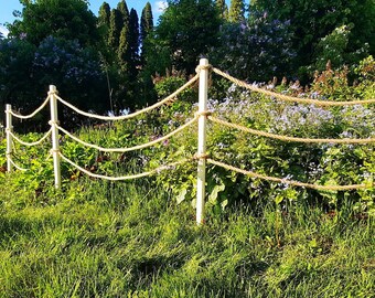 Garden flowerbed border, triple rope fence