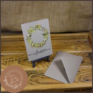 Felicitaciones | Postal | flores reales prensadas | verde