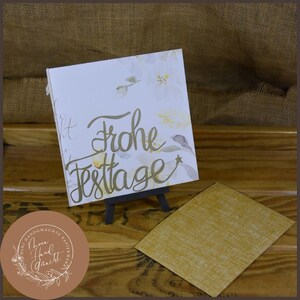 Joyeuses fêtes | Carte double | jaune | Floral | Noël