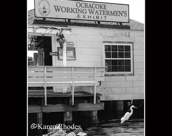 Watermens Exhibit Ocracoke Island Photographic Print matted in black North Carolina