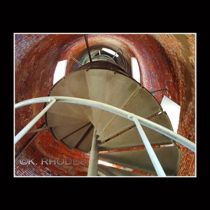 Ocracoke Island Lighthouse Light inside spiral staircase Photographic Print matted in black North Carolina image 1