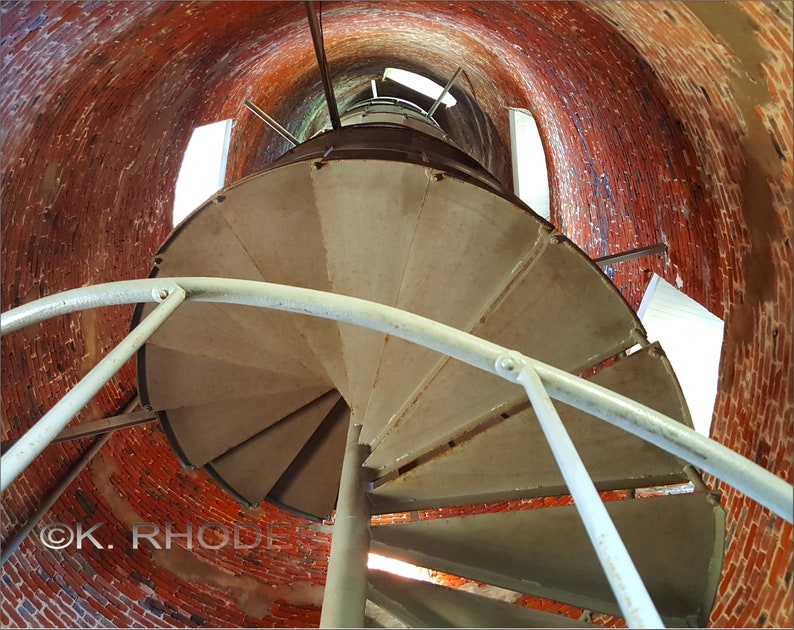 Ocracoke Island Lighthouse Light inside spiral staircase Photographic Print matted in black North Carolina image 2