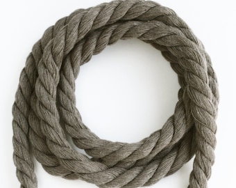 Thick twisted cotton cord, gray brown cotton cord, 10mm gray brown cotton rope, 3ply gray brown cord, 1m