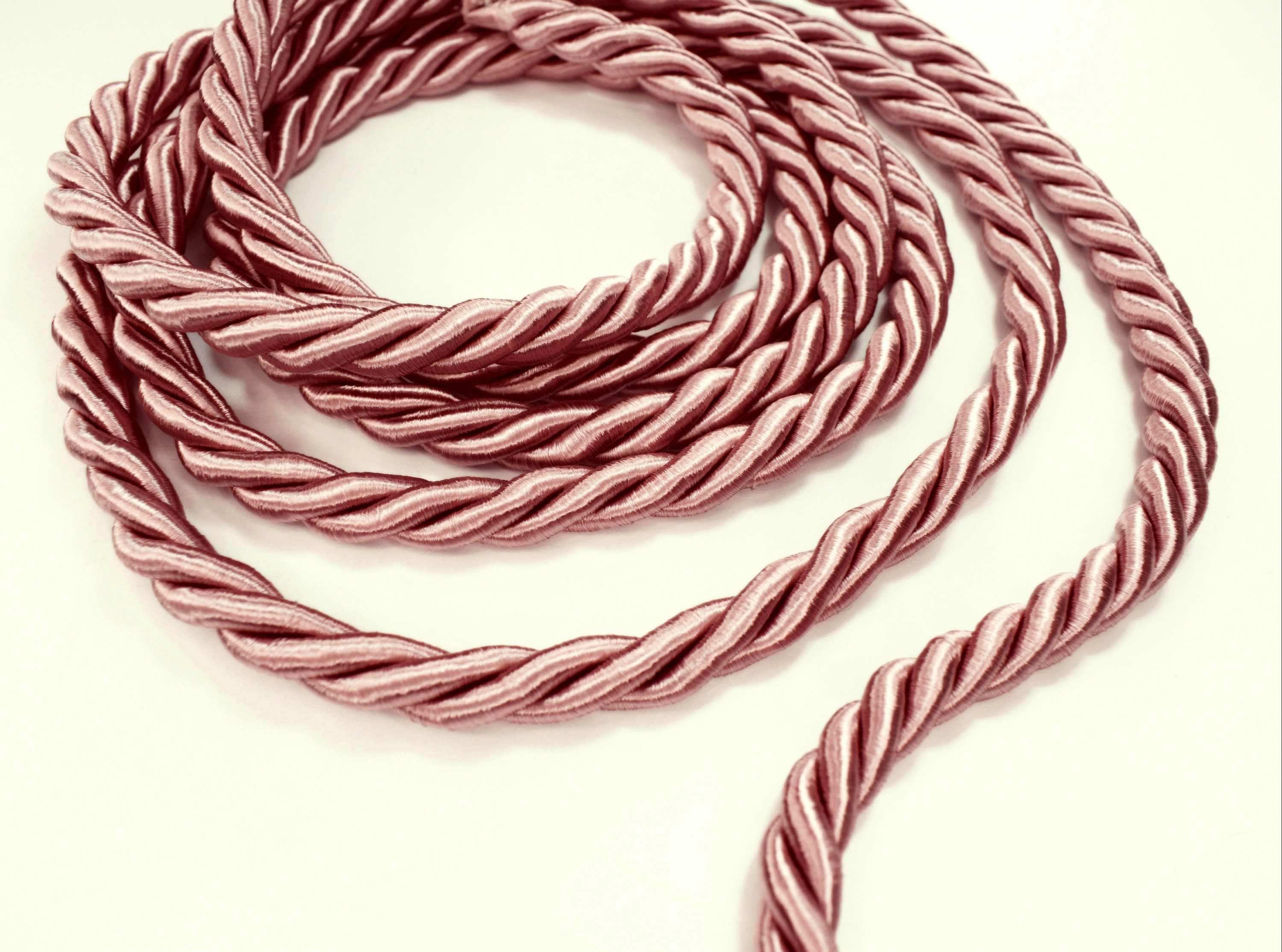 6mm Cotton Cord, Powder Pink Twisted Cotton Rope 6mm, Powder Pink