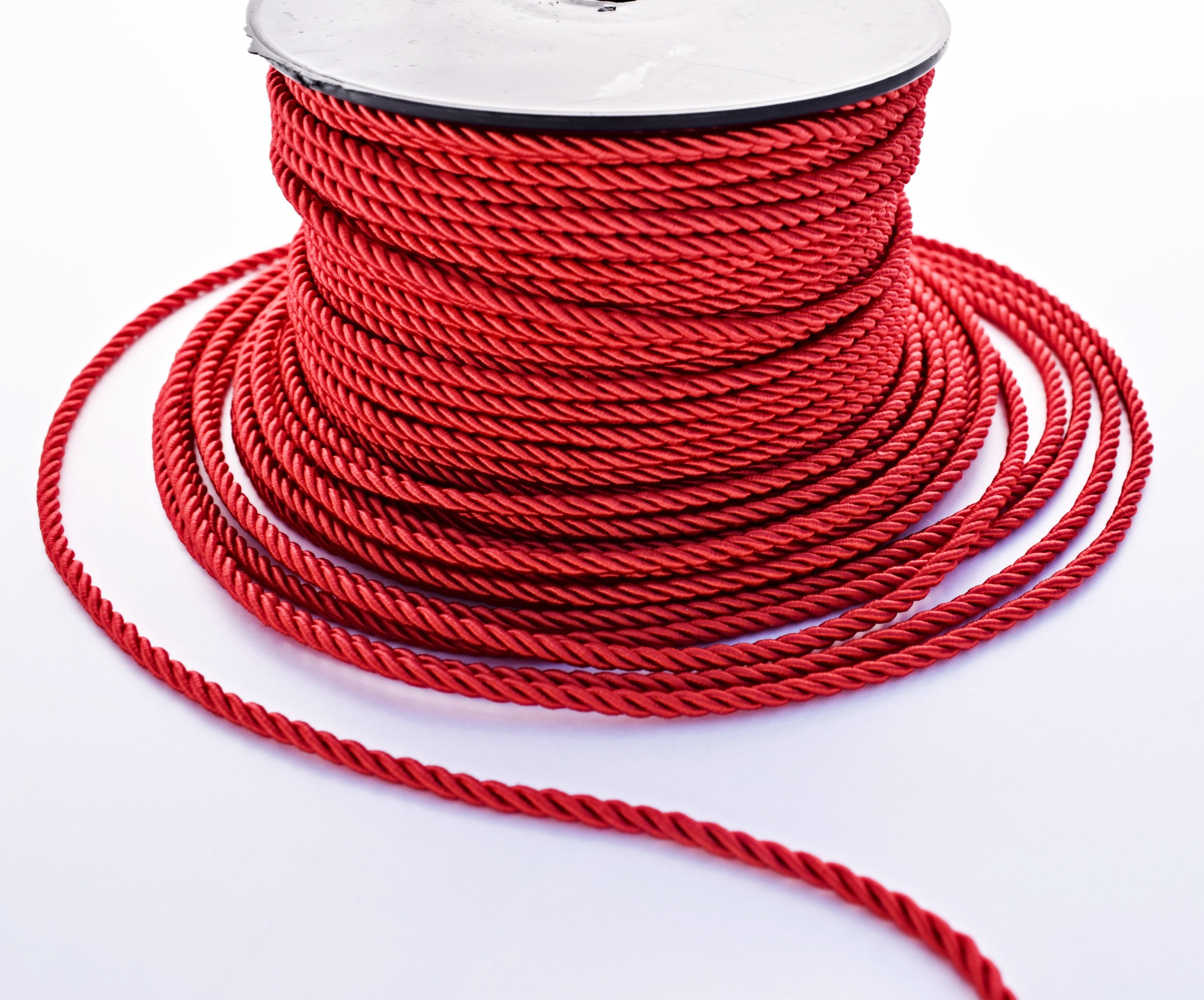 Twisted silk cord 3mm red satin cord 4 meters Etsy