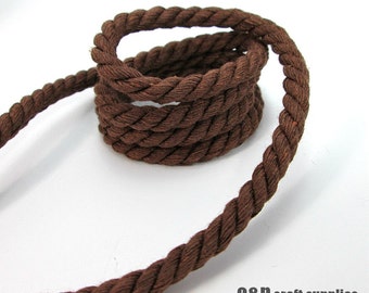 6mm cotton rope, twisted cord rope, twisted cotton cord 6mm, soft cotton rope, brown cotton rope, cotton rope for crafts, 1m