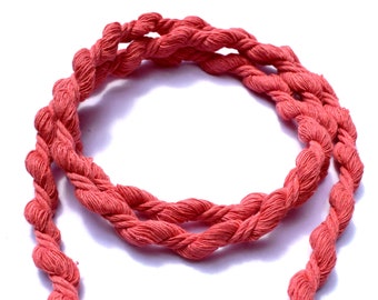 Coral pink cord 8mm, coral pink twisted cord rope, cotton rope for crafts, twisted cotton cord, "S" cord, 1m