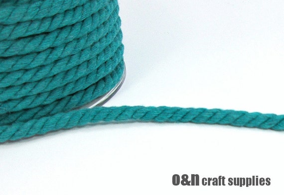 Twisted Cotton Cord, Twisted Cord Rope, 6mm Cotton Rope Twisted, 6mm  Twisted Cotton Cord, Teal Rope, Soft Rope, Colored Cotton Rope, 1m 