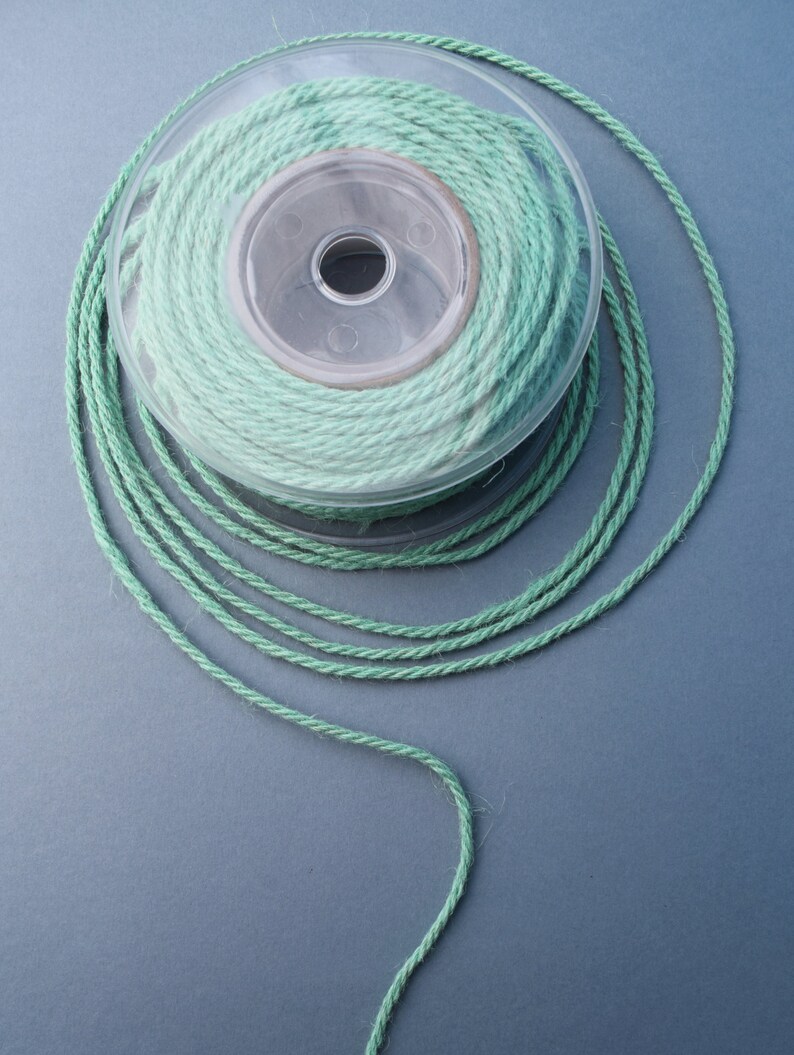 Mint green jute cord, 3mm jute rope, 3ply twisted jute cord, 5 meters image 4