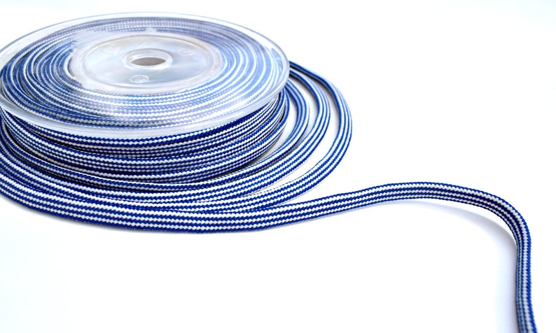 Woven flat cord, blue / white cord, 6mm colored rope, 3m image 6