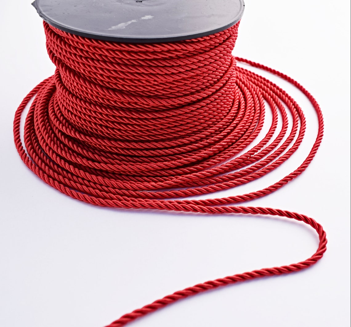Twisted Silk Cord 3mm Red Satin Cord 4 Meters Etsy