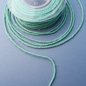 Mint green jute cord, 3mm jute rope, 3ply twisted jute cord, 5 meters image 3
