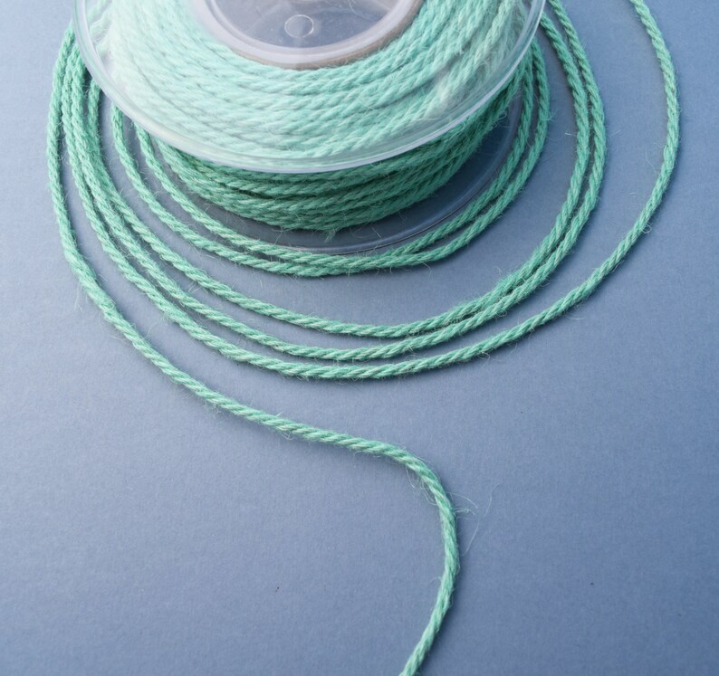 Mint green jute cord, 3mm jute rope, 3ply twisted jute cord, 5 meters image 3