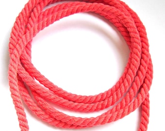 6mm cotton rope, twisted cord rope, twisted cotton cord 6mm, soft cotton rope, coral pink cotton rope, cotton rope for crafts, 1m