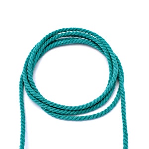 4mm cotton rope twisted, 4m teal twisted cotton cord, twisted cord rope, soft cotton rope, teal cotton rope, cotton rope for crafts, 3m image 4