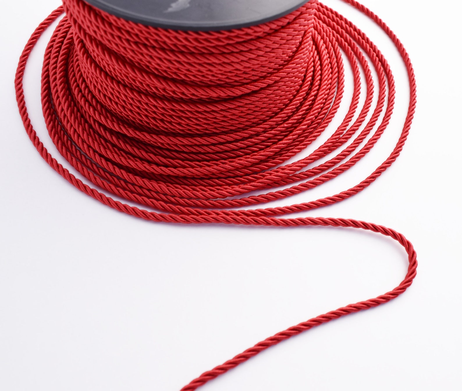 Twisted Silk Cord 3mm Red Satin Cord 4 Meters Etsy