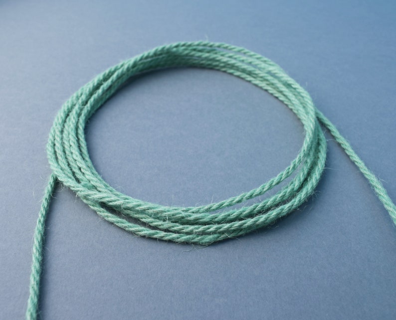 Mint green jute cord, 3mm jute rope, 3ply twisted jute cord, 5 meters image 6