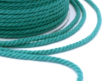 4mm cotton rope twisted, 4m teal twisted cotton cord, twisted cord rope, soft cotton rope, teal cotton rope, cotton rope for crafts, 3m