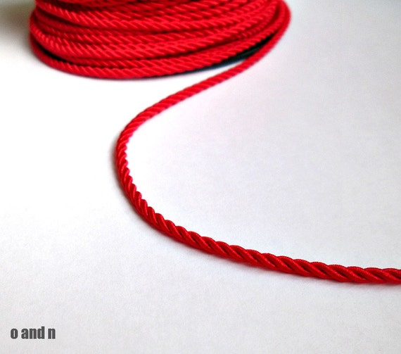 Twisted silk cord 3mm red satin cord 3 meters Etsy