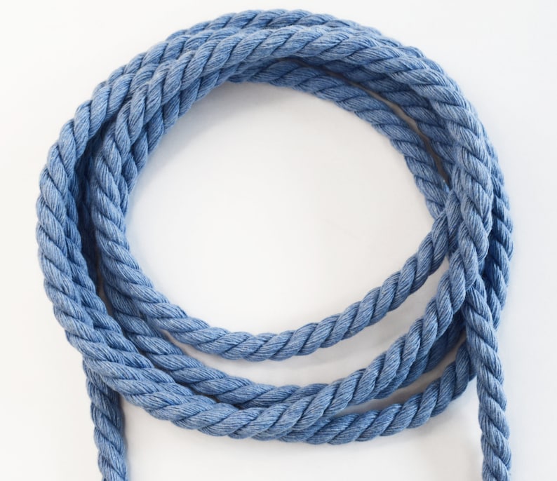 6mm light blue cotton rope, twisted cord rope, twisted cotton cord 6mm, soft cotton rope, light blue cotton rope, cotton rope for crafts, 1m image 2