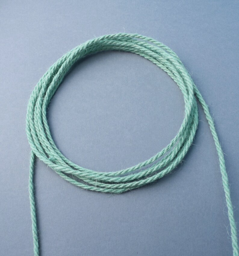 Mint green jute cord, 3mm jute rope, 3ply twisted jute cord, 5 meters image 5