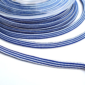 Woven flat cord, blue / white cord, 6mm colored rope, 3m image 4