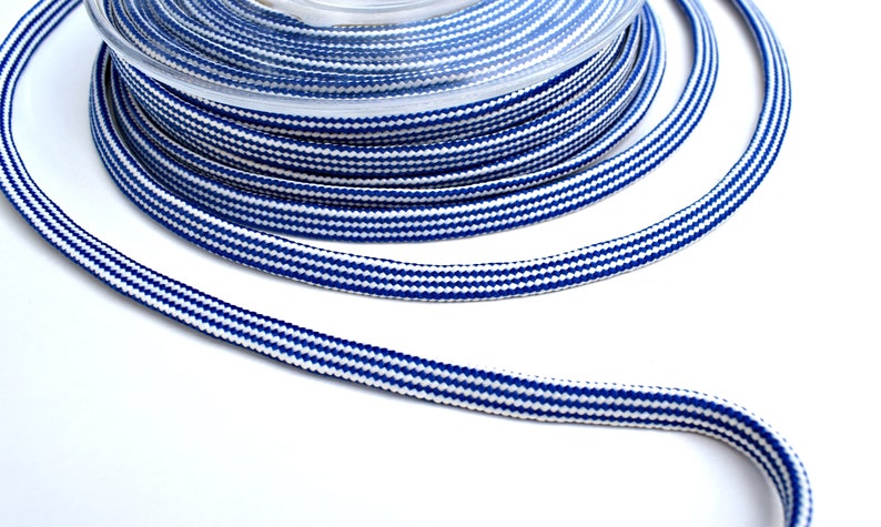 Woven flat cord, blue / white cord, 6mm colored rope, 3m image 4