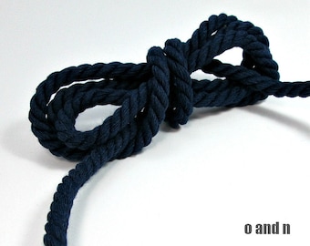 Twisted cord rope, 6 mm cotton rope twisted cord, 6mm cotton rope twisted, 6mm twisted cotton cord, midnight blue rope, colored rope, 1m