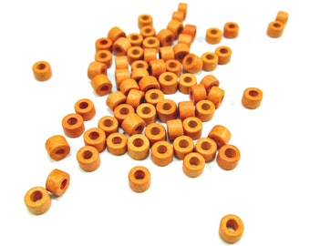 Apricot orange tube beads, apricot orange ceramic beads, 6mm mykonos beads, greek ceramic beads, rustic beads (50)
