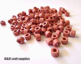 Tube greek ceramic beads, dusty pink cylinder beads - set of 50