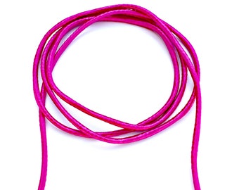 Hot pink round cord, pink satin cord, 3.5mm hot pink rope, 1 meter