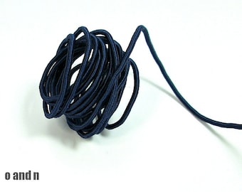 Wrapped silk cord, thin satin rope 1.5mm, midnight blue, 4 meters