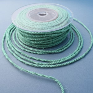 Mint green jute cord, 3mm jute rope, 3ply twisted jute cord, 5 meters image 1