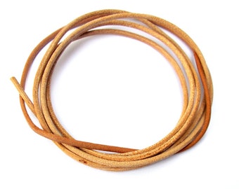 Greek leather cord, quality leather cord, round 1.8mm natural leather cord, 1m / 1.09 yard