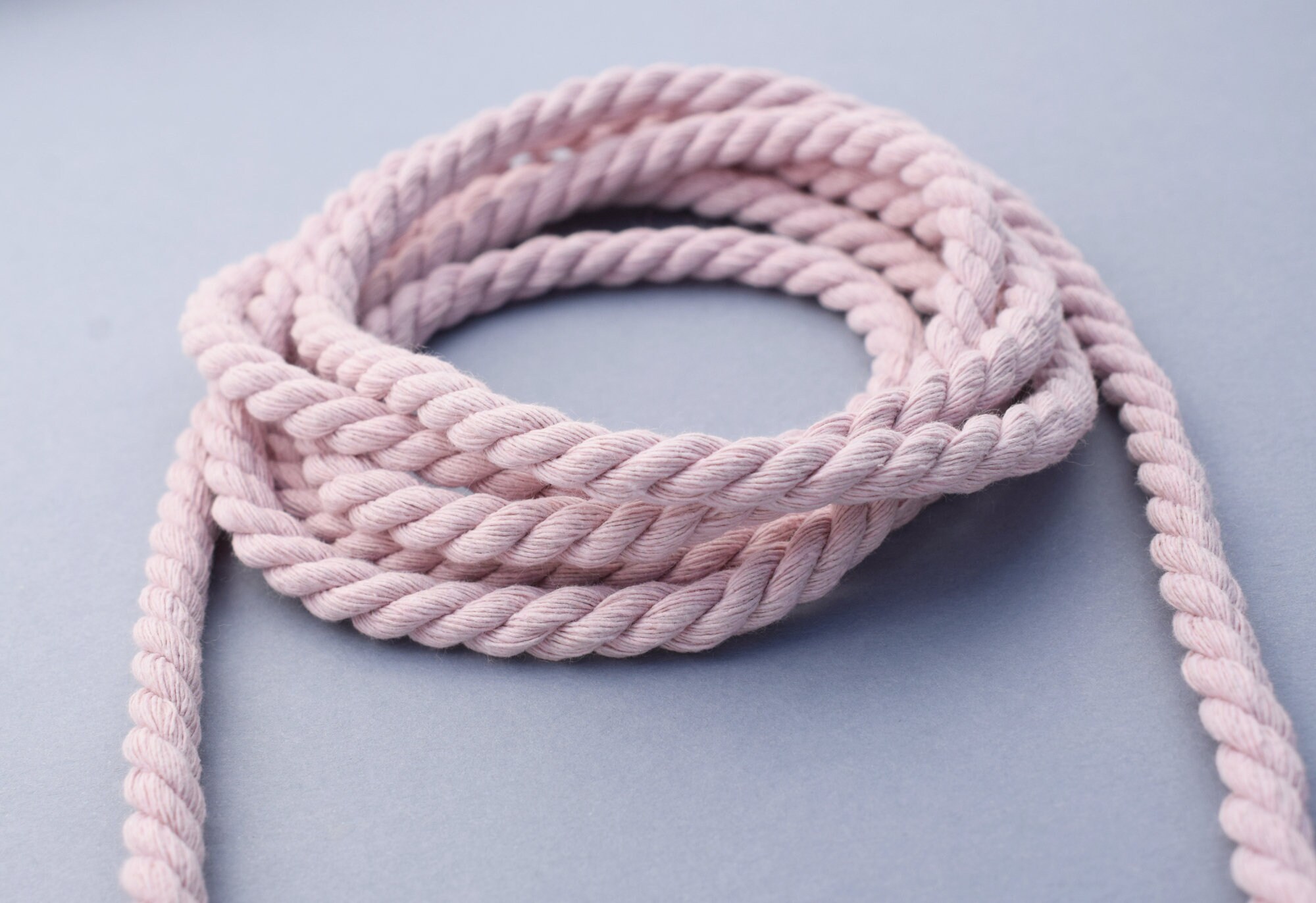 6mm Cotton Cord, Powder Pink Twisted Cotton Rope 6mm, Powder Pink