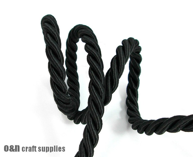 Twisted silk cord 9mm black satin cord 1 meter Etsy